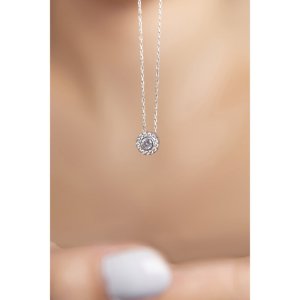 Серебряное Ожерелье 925 Модель С Одним Камнем P2060 Larin Silver - код 82623