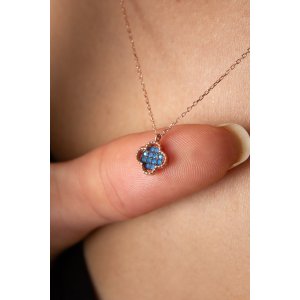 Серебренное Ожерелье 925 c Синими Камушками PP3789 Larin Silver - код 83160