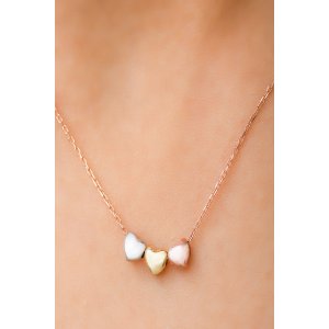 Серебряное Ожерелье с Розовым Покрытием и с Тремя Сердечками Pmak978 Larin Silver - код 83319