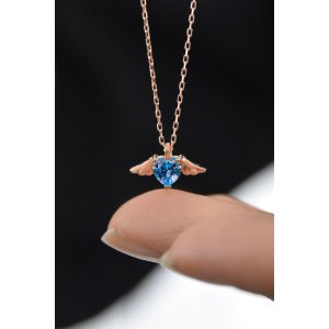 Серебряное Ожерелье в Форме Сердца с Синим Камнем PP4245 Larin Silver - код 83678