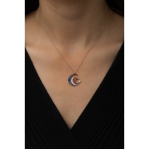 Женское Серебряное Ожерелье Модель Луна со Звездочкой 925 Пробы KLS2065 Larin Silver - код 85148