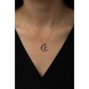 превью фото 1 - Женское Серебряное Ожерелье Модель Луна со Звездочкой 925 Пробы KLS2065 Larin Silver