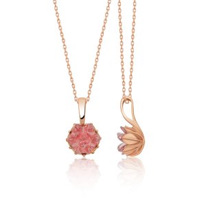 Серебряное Ожерелье 925 Модель  С Розовым Камнем в Виде Цветка Лотоса PP3267 Larin Silver - код 85404