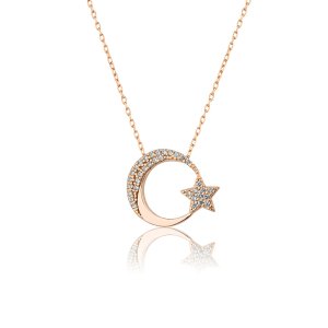 Женское Серебряное Ожерелье Модель Луна со Звездочкой 925 Пробы KLS2065 Larin Silver - код 91376